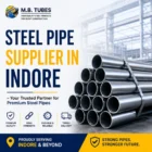 Premium steel pipes stacked in an industrial warehouse representing M.B. Tubes, a trusted Steel Pipe Supplier in Indore for construction and industrial projects.