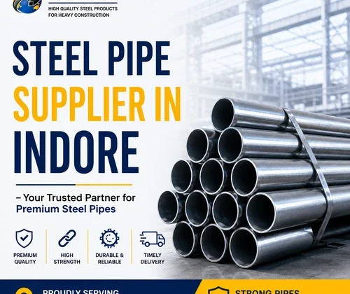Premium steel pipes stacked in an industrial warehouse representing M.B. Tubes, a trusted Steel Pipe Supplier in Indore for construction and industrial projects.