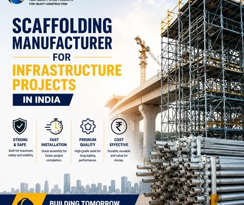 Premium steel scaffolding system installed at a large infrastructure project, showcasing high-quality scaffolding solutions by M.B. Tubes for safe and efficient construction.