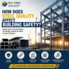 Premium structural steel framework used in commercial construction, demonstrating how high-quality steel improves building safety, durability, and long-term structural stability.