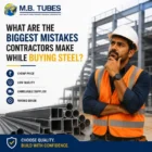 Real construction contractor inspecting steel products at a building site showing common mistakes while buying structural steel.