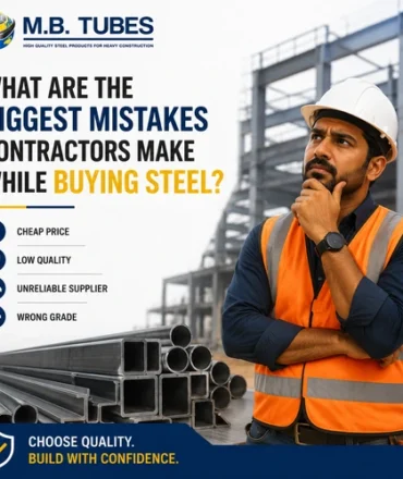 Real construction contractor inspecting steel products at a building site showing common mistakes while buying structural steel.