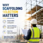 Construction engineer inspecting scaffolding at a construction site, highlighting why selecting quality MS scaffolding is important for safety and project success.