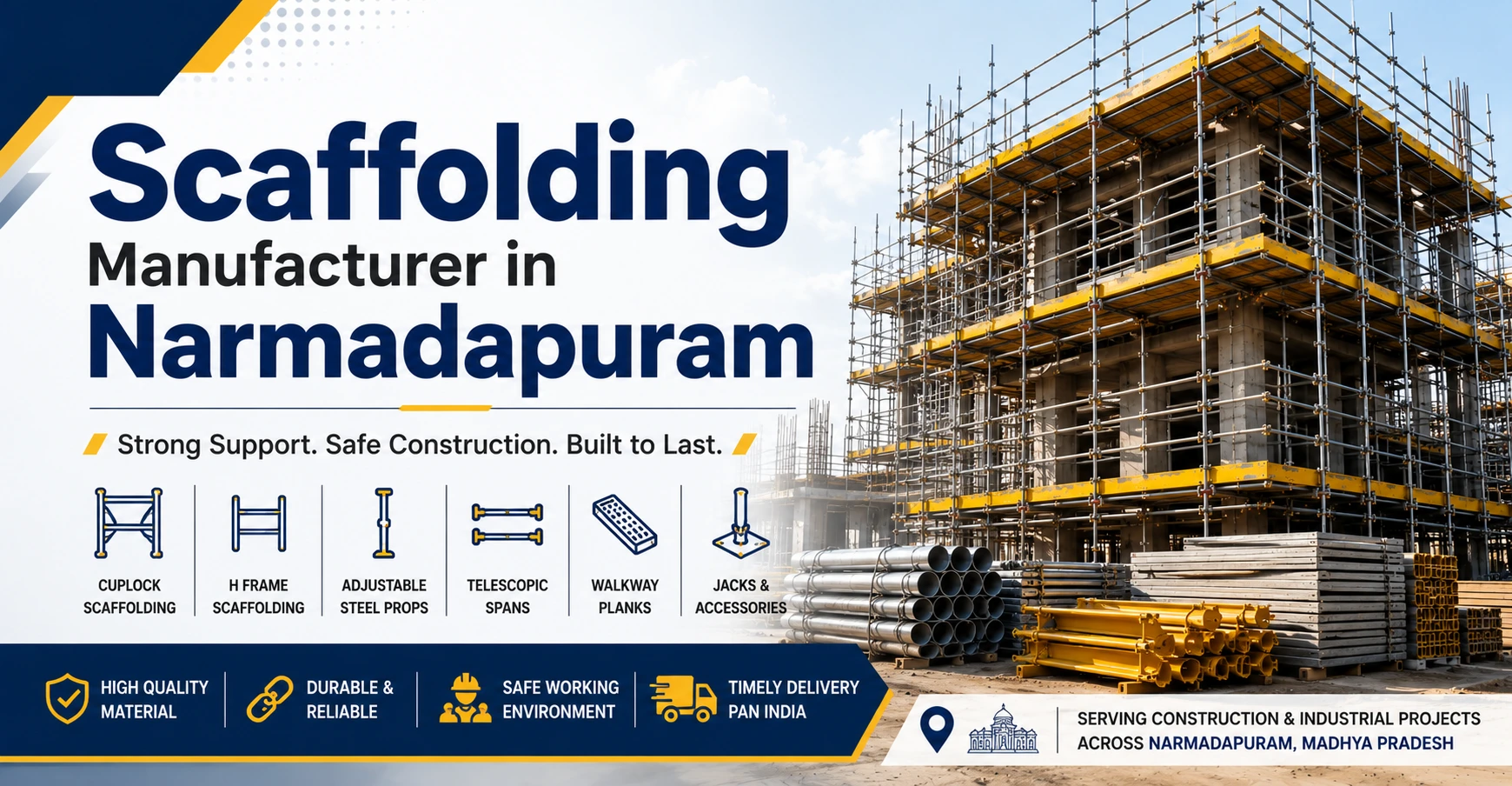 Scaffolding Manufacturer in Narmadapuram with steel scaffolding systems for construction projects