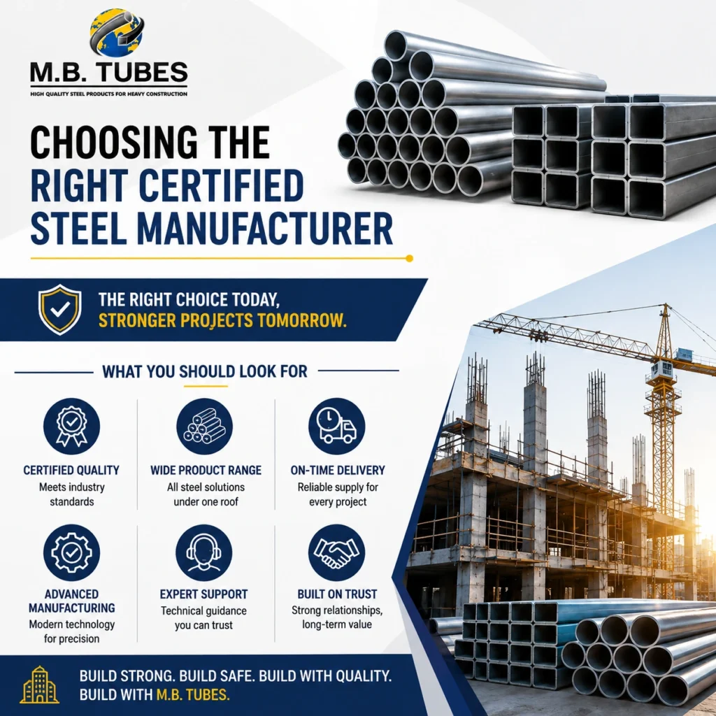 Choosing the right certified steel manufacturer for quality Steel Pipes & Tubes and construction projects