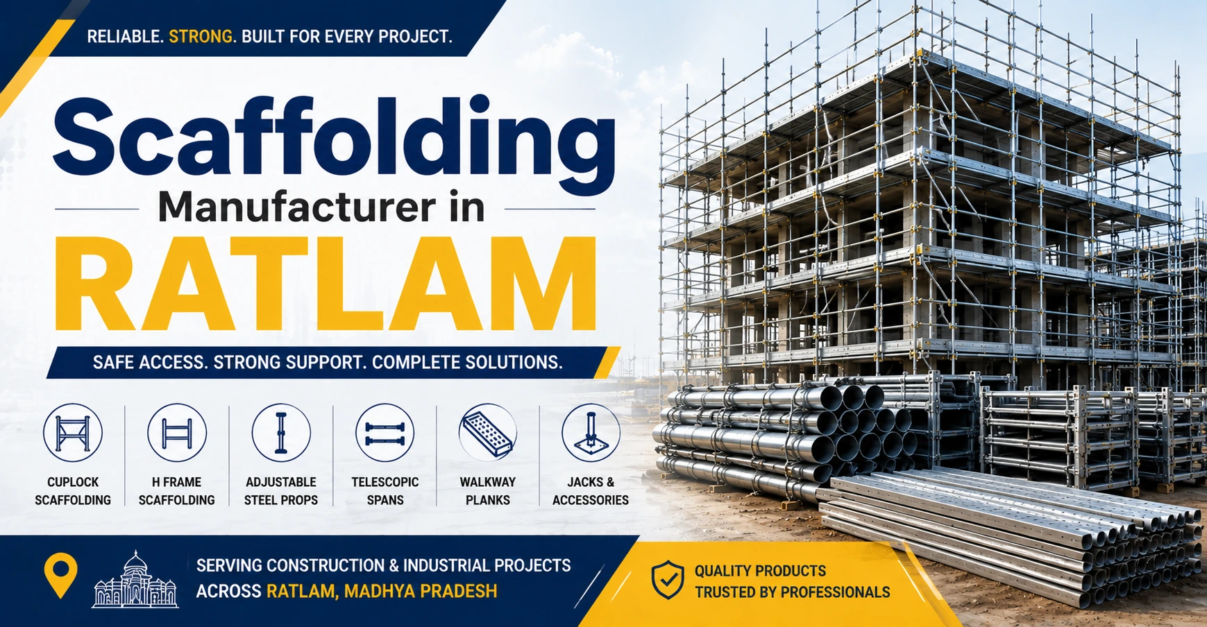 Scaffolding Manufacturer in Ratlam providing steel scaffolding systems for construction projects