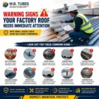 Industrial worker inspecting factory roofing sheets for rust, leakage, and structural damage.