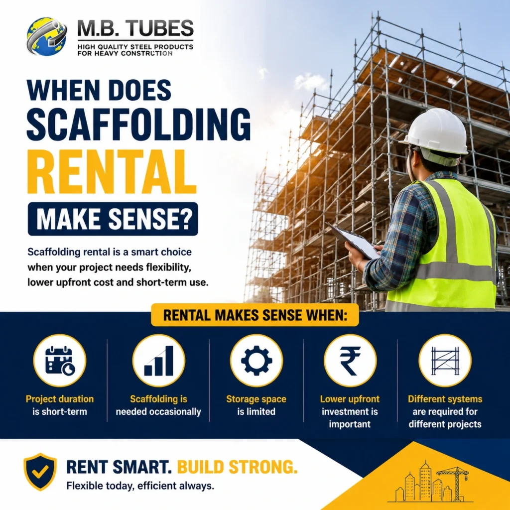 Construction scaffolding rental solution for short-term projects, limited storage requirements, and flexible construction needs.