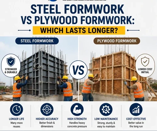 Steel formwork vs plywood formwork comparison for construction projects in Madhya Pradesh