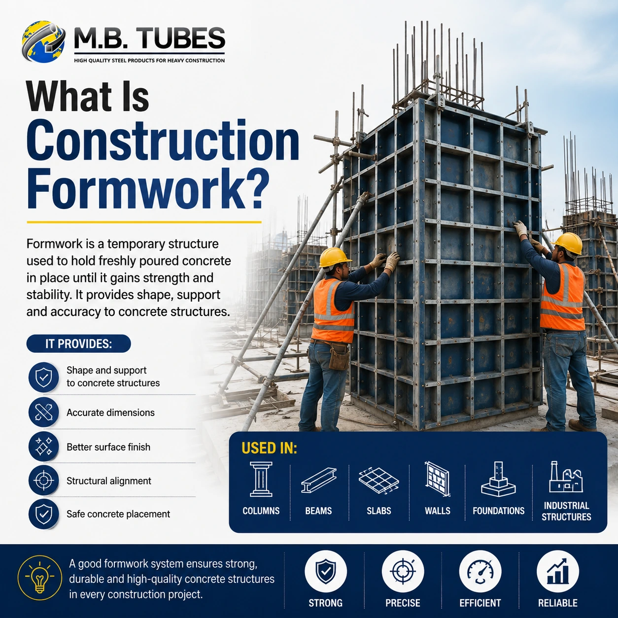 Construction steel formwork system used for concrete structures by M.B. Tubes