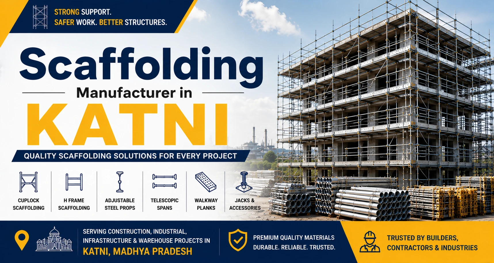 Scaffolding Manufacturer in Katni providing steel scaffolding systems for industrial and construction projects