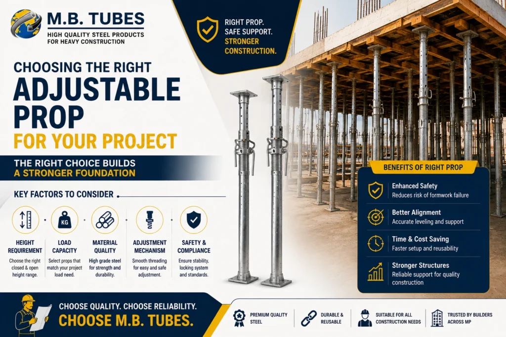 Choosing the right adjustable steel prop for slab, beam and formwork support on construction projects