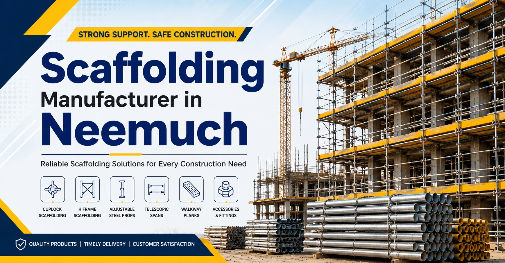 Scaffolding Manufacturer in Neemuch providing steel scaffolding systems for construction projects