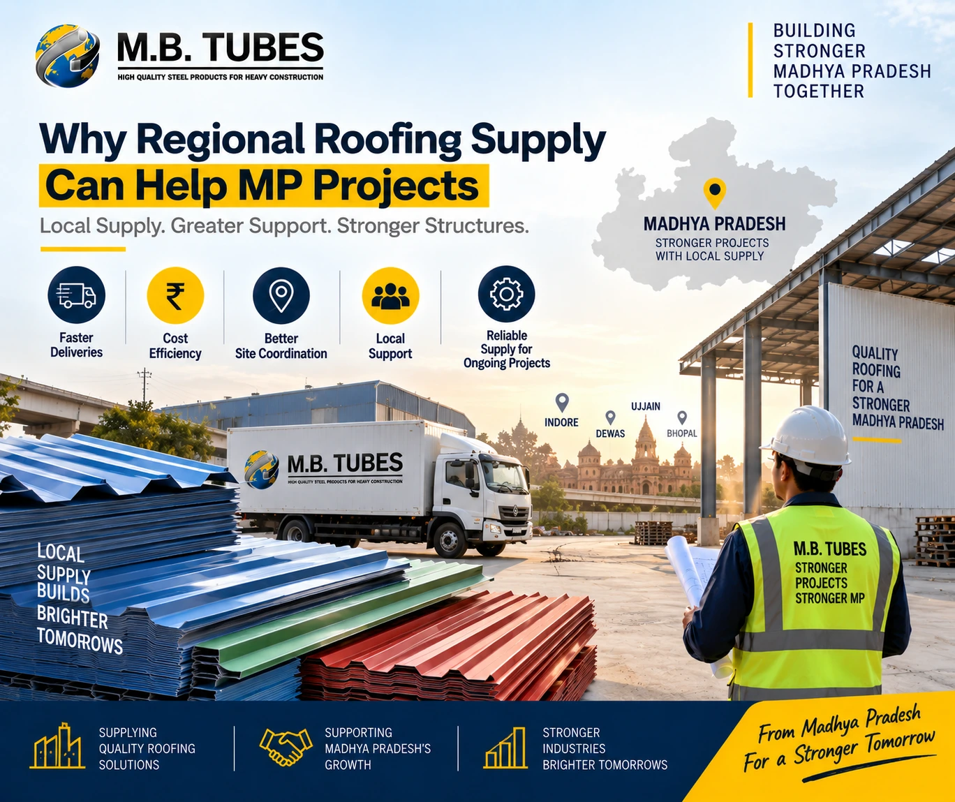 Regional Industrial Roofing Sheet Supplier in Madhya Pradesh supplying roofing sheets for industrial projects