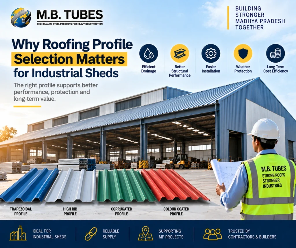 Industrial roofing sheet profiles from an Industrial Roofing Sheet Supplier in Madhya Pradesh for industrial sheds