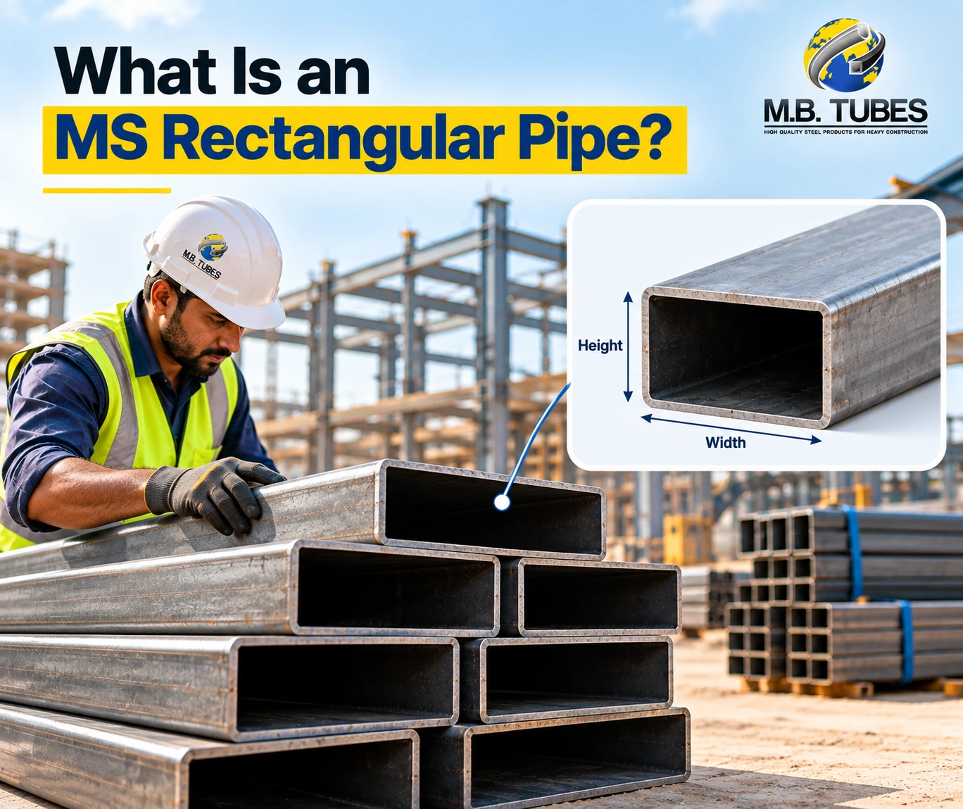 MS Rectangular Pipe for construction and structural applications