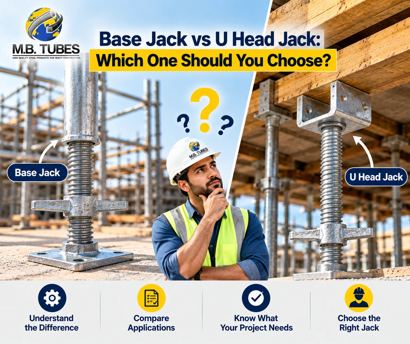 Base Jack vs U Head Jack comparison for scaffolding projects