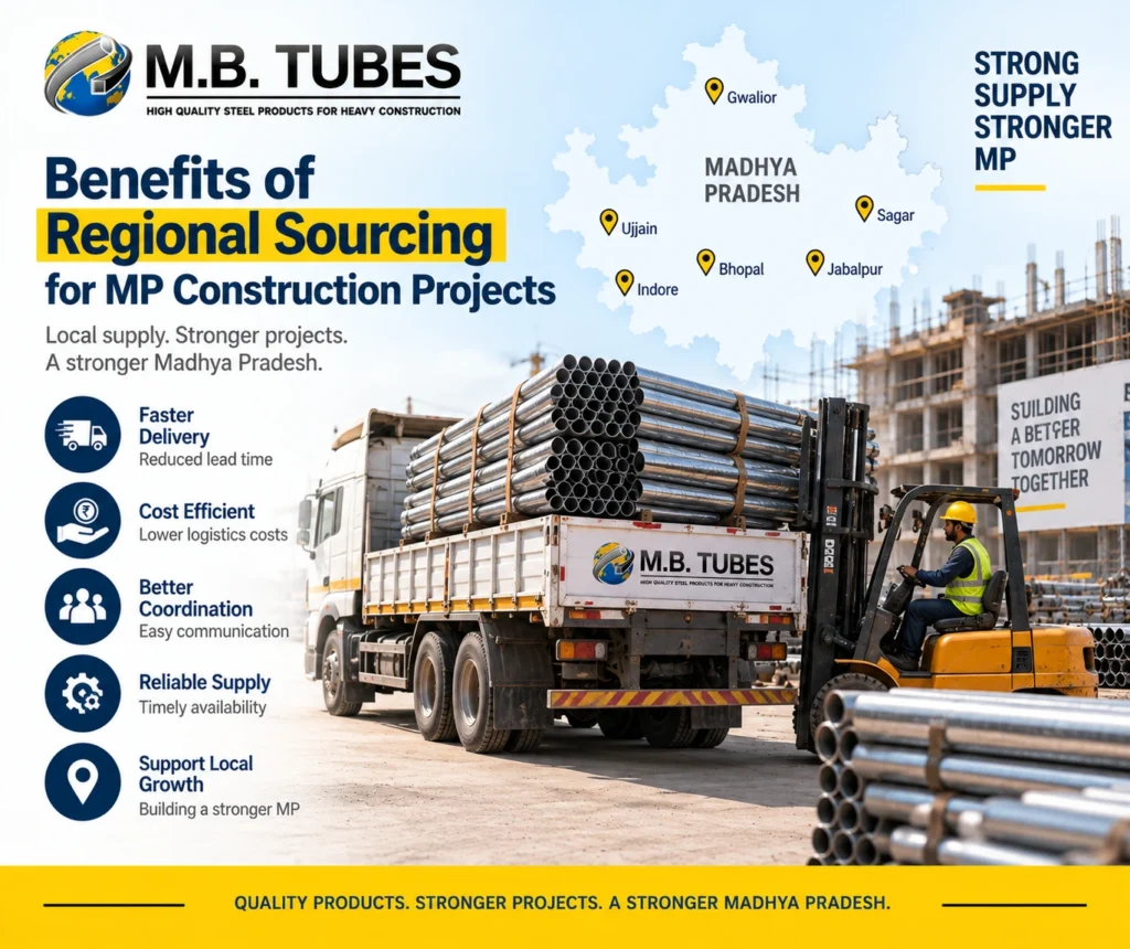 Regional construction material supplier delivering steel products for construction projects across Madhya Pradesh