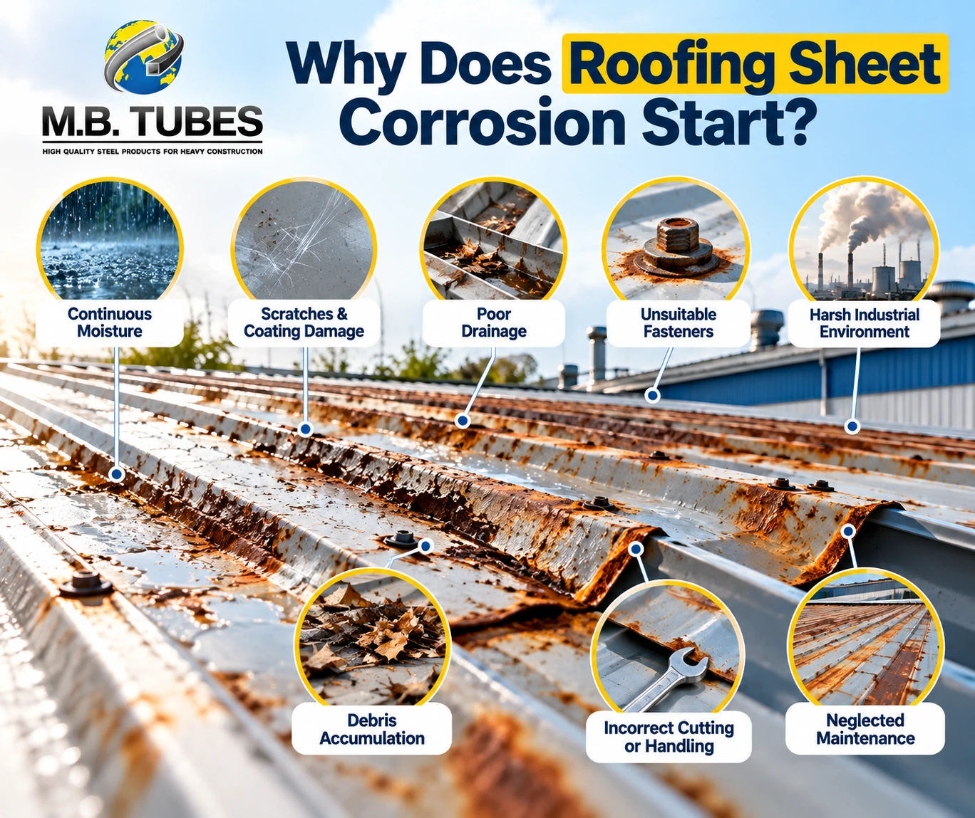 Common causes of Roofing Sheet Corrosion in industrial roofs
