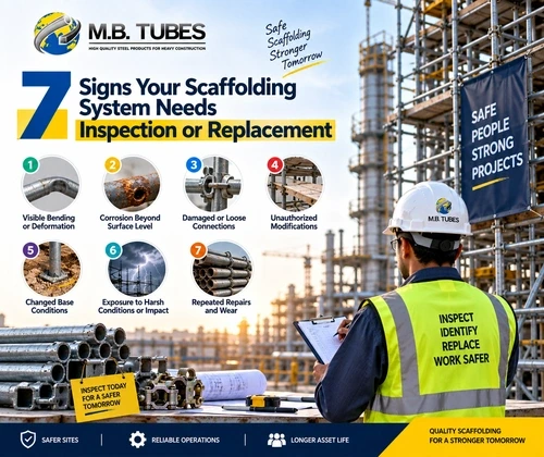 Seven warning signs for scaffolding inspection or replacement from a Construction Scaffolding Manufacturer in Madhya Pradesh