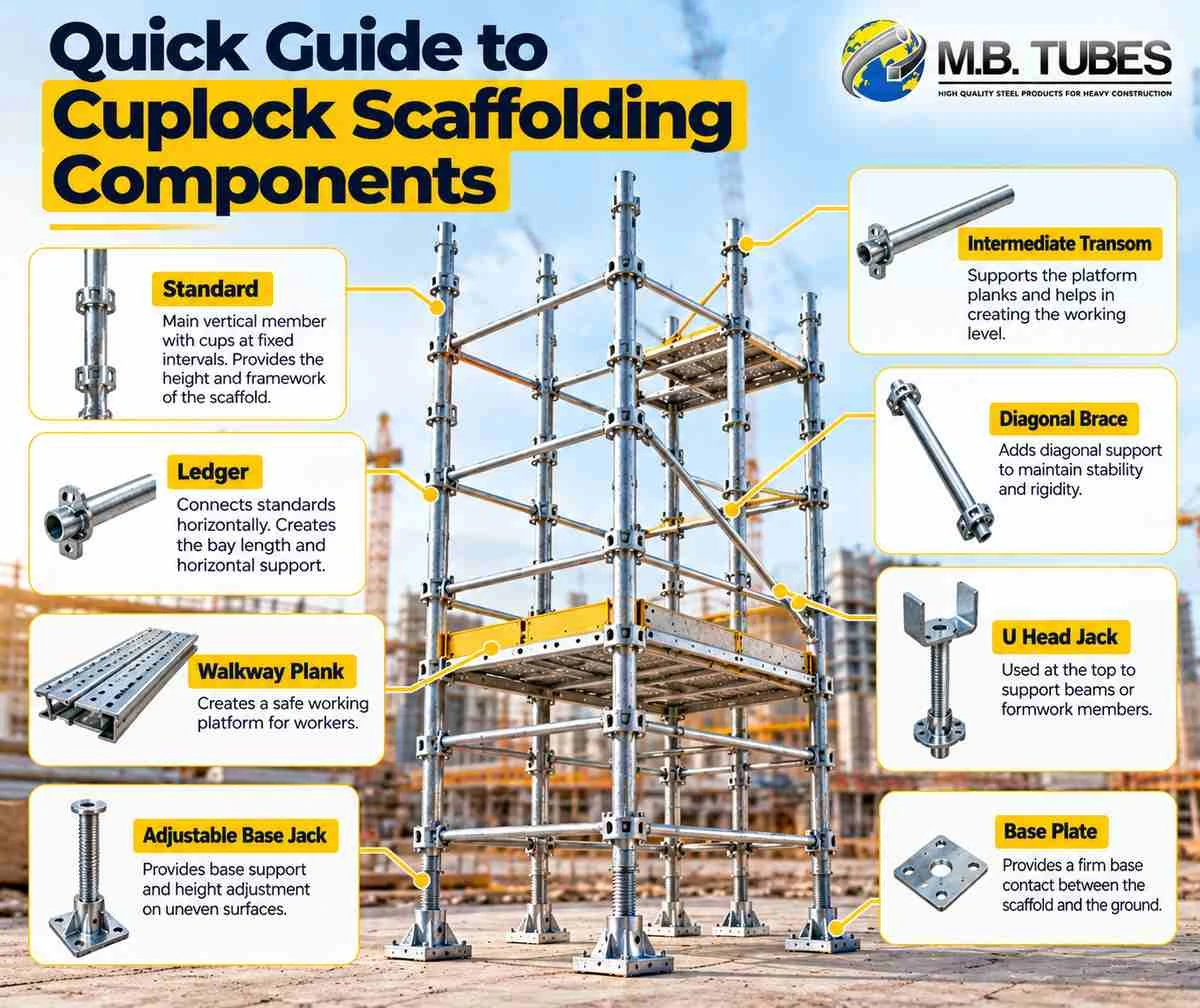 Cuplock Scaffolding Components and their uses in construction