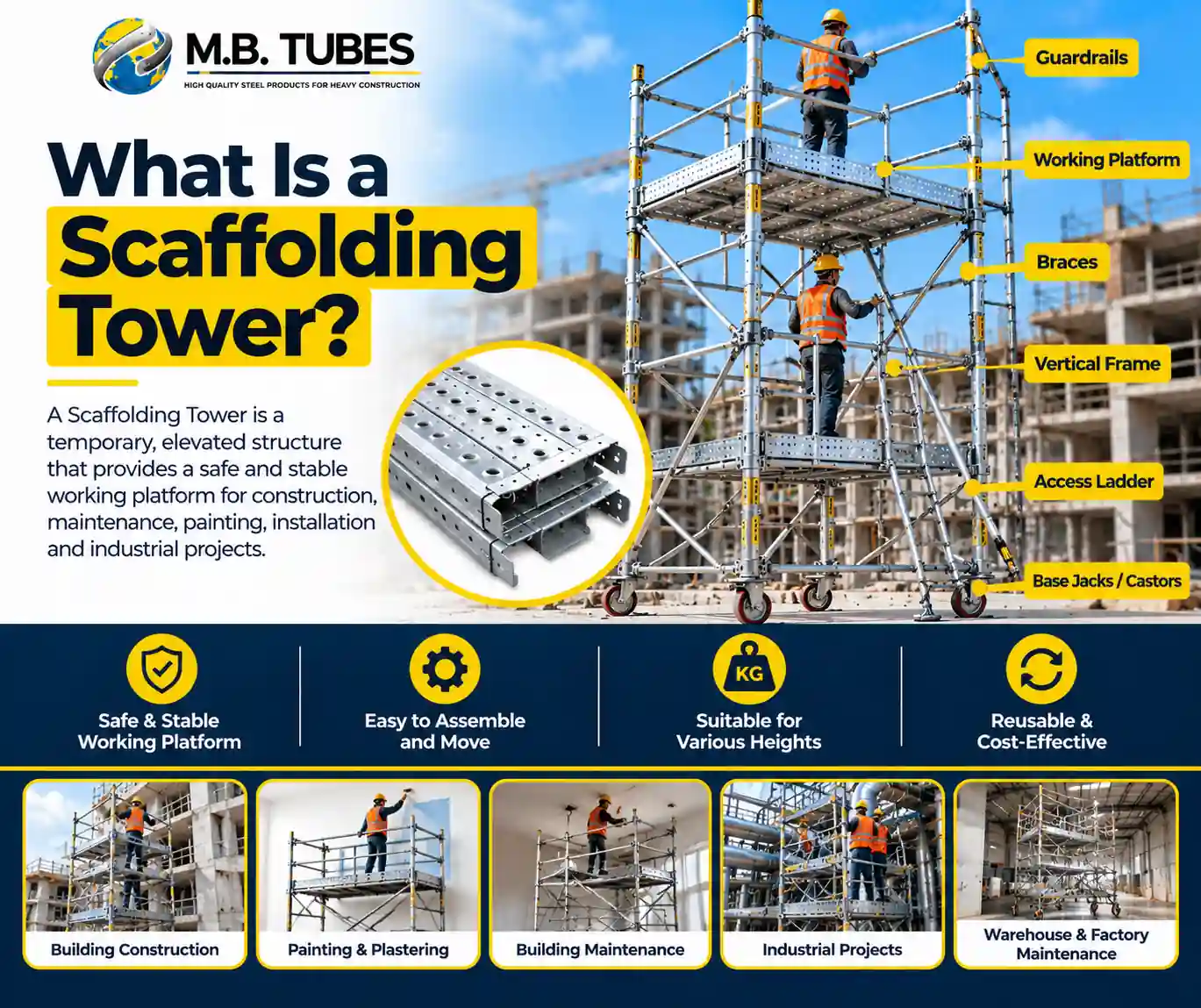 Scaffolding Tower used for construction, painting and industrial maintenance projects