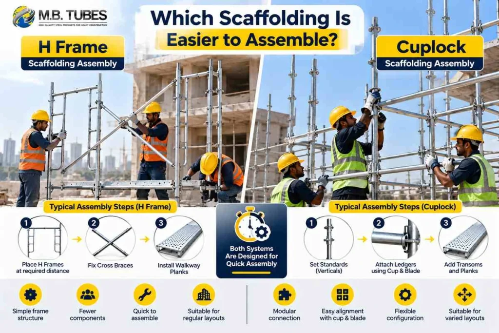 H Frame vs Cuplock Scaffolding assembly process comparison