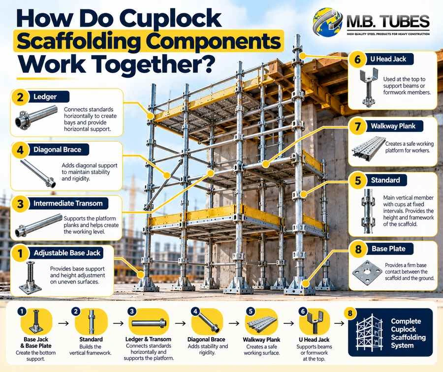 How Cuplock Scaffolding Components work together in a complete system