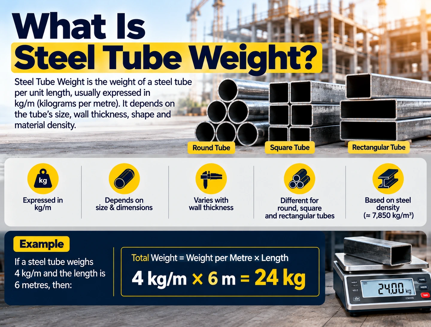 What is Steel Tube Weight and how it is calculated in kg per metre