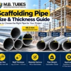 Scaffolding Pipe Size and Thickness Guide showing 48.3 mm diameter and steel pipe wall thickness comparison