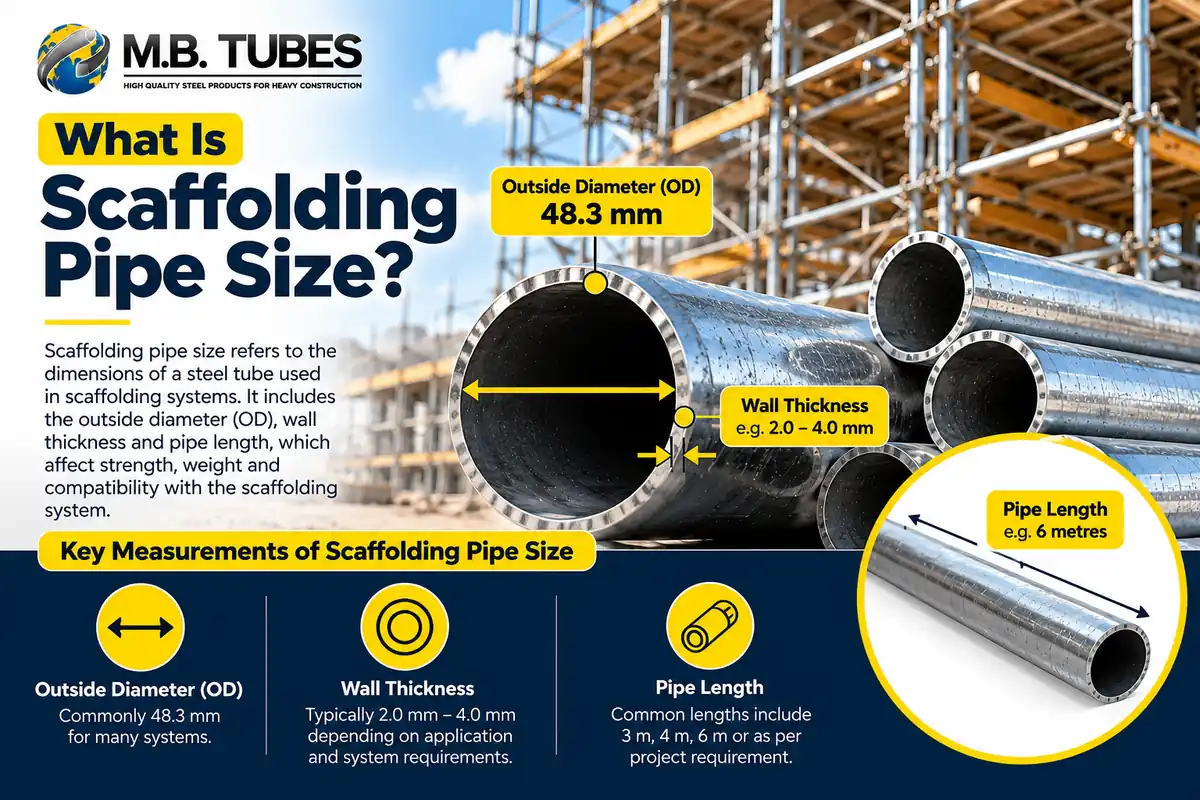 What Is Scaffolding Pipe Size? Outside diameter, wall thickness and pipe length explained.